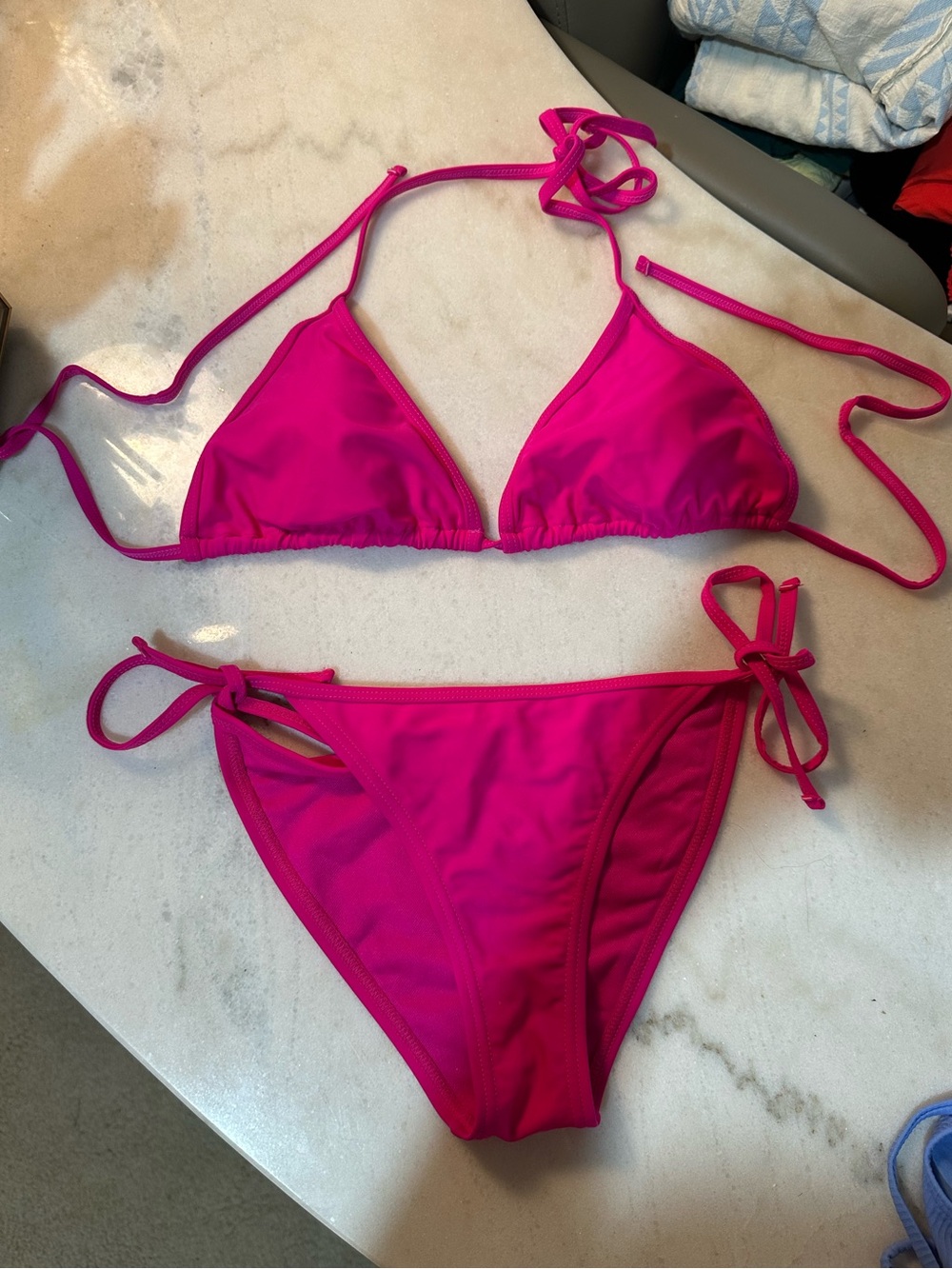 NWOT: Surf Style Pink Triangle String Bikini Set Size Small